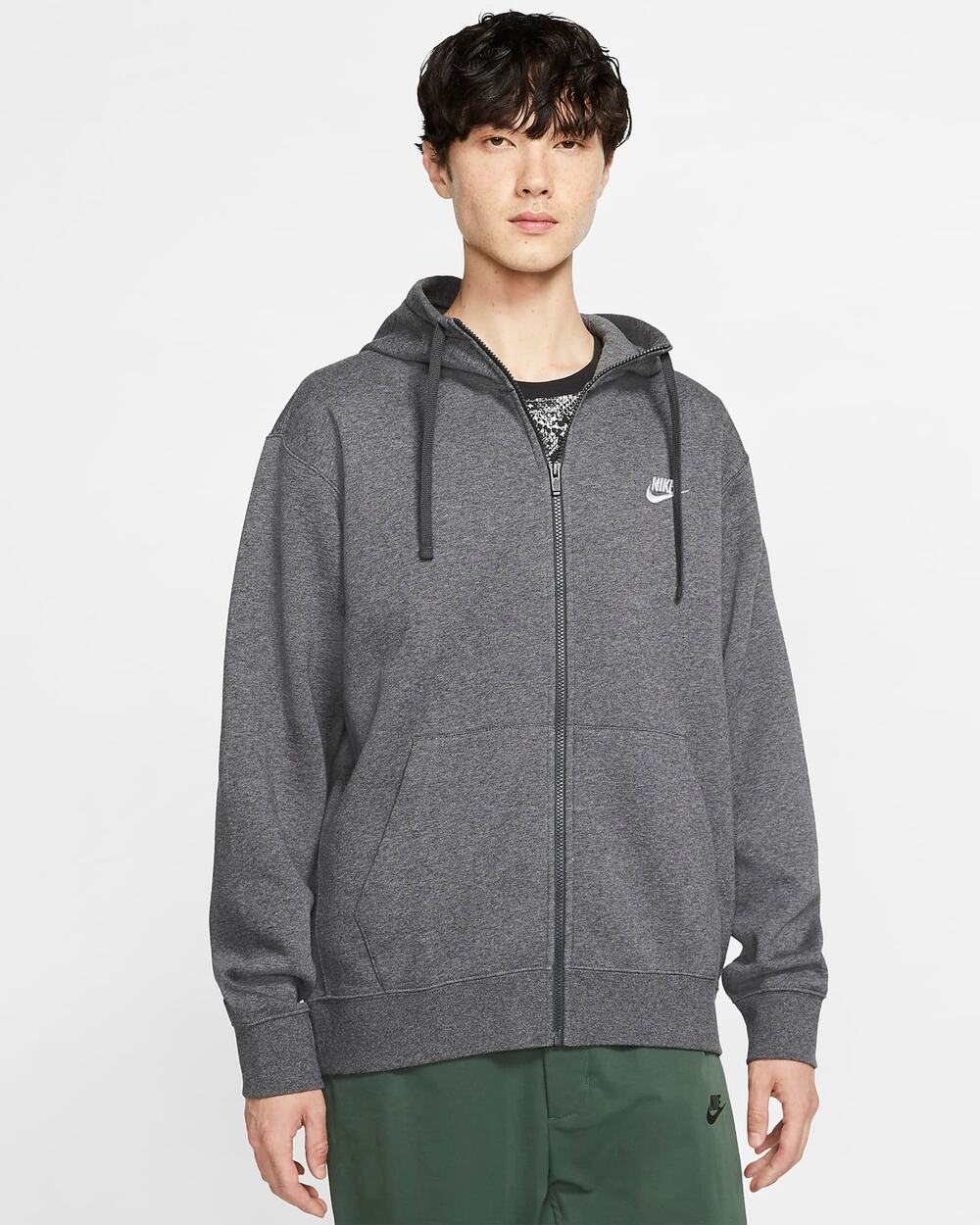 Nike Fleece Men's Full Zip Casual Everyday Activewear Cotton Hoodie Gray L NWT